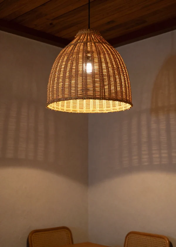 Ilustrasi lampu gantung rotan