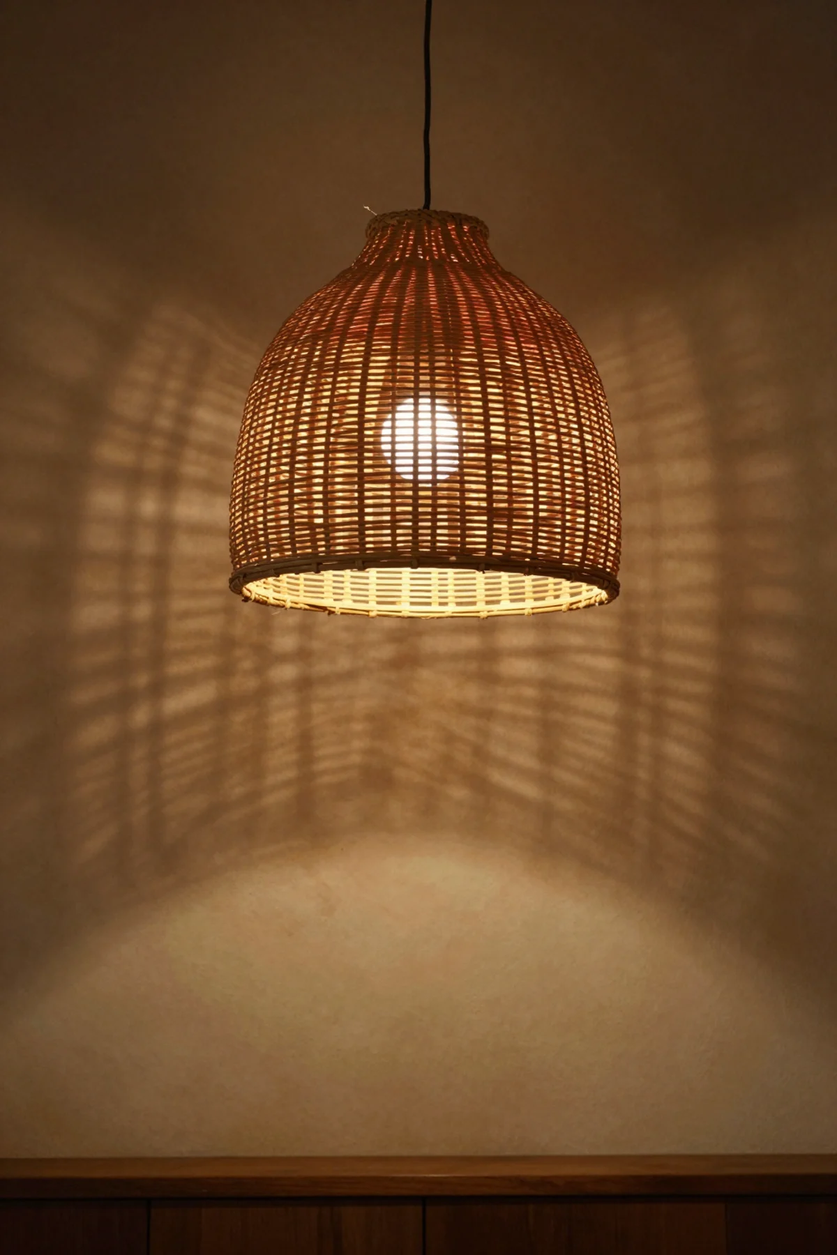 Ilustrasi lampu gantung rotan